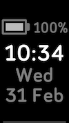 Pantalla del monitor que muestra que el dispositivo está al 100% de batería, además de la hora y la fecha